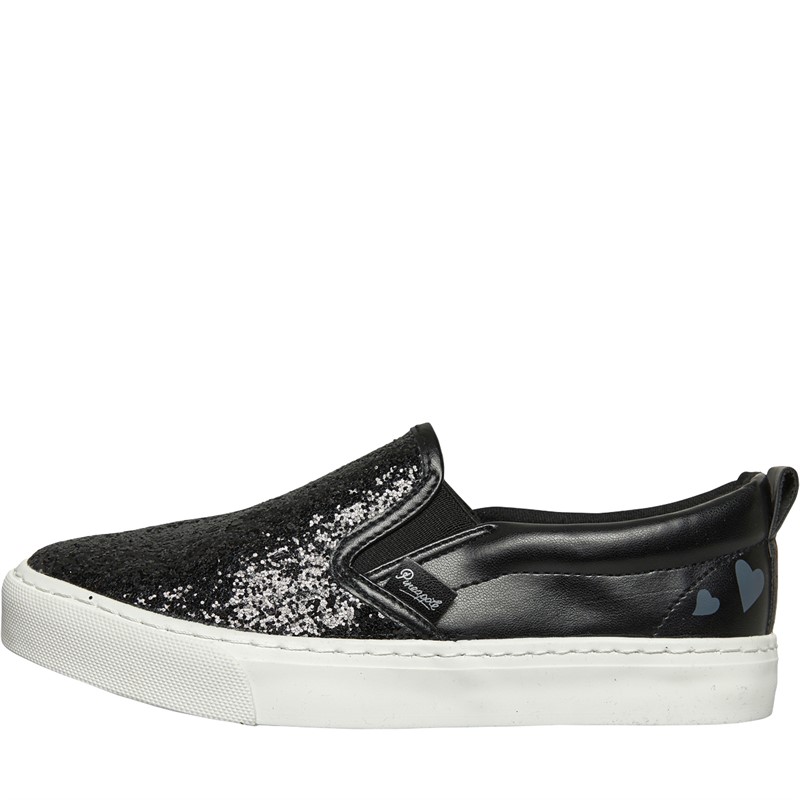 Black glitter slip on shoes online