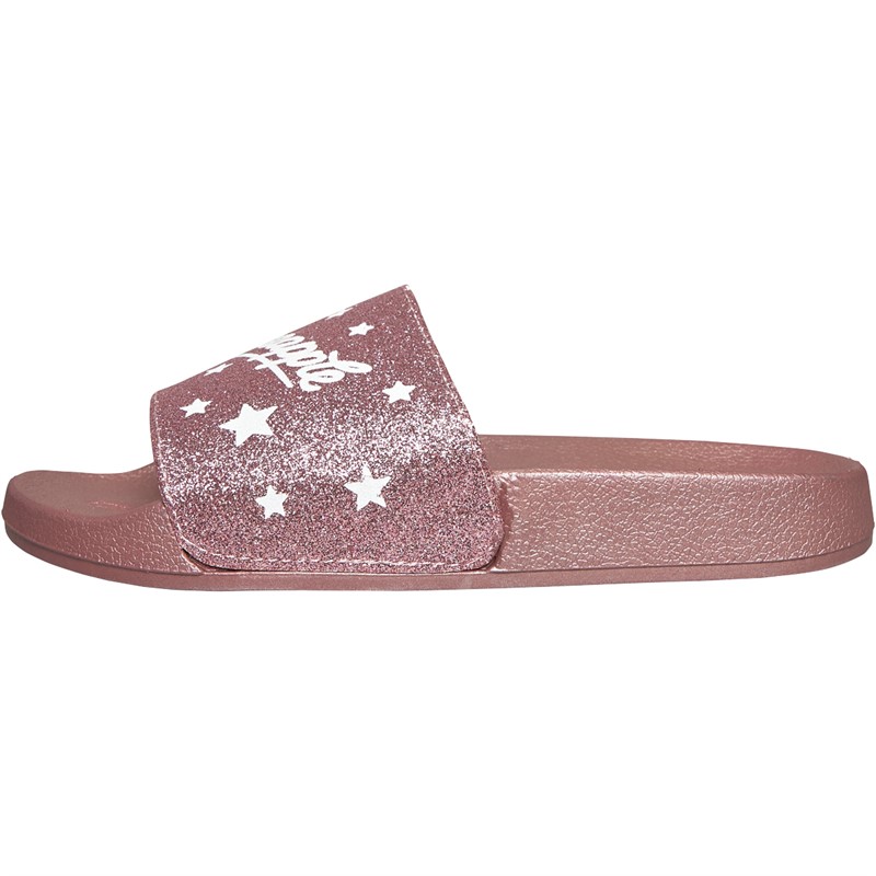 Pineapple Junior Girls Glitter Slides Pink/Pink Glitter