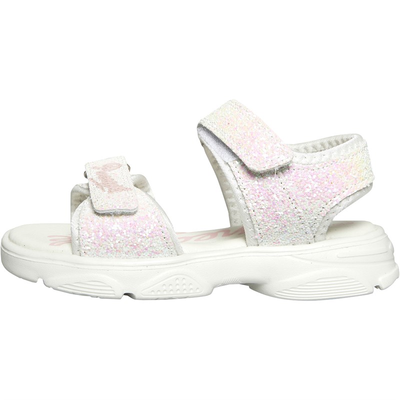 Pineapple Girls Glitter Ankle Strap Sandals White/Irridescent Glitter