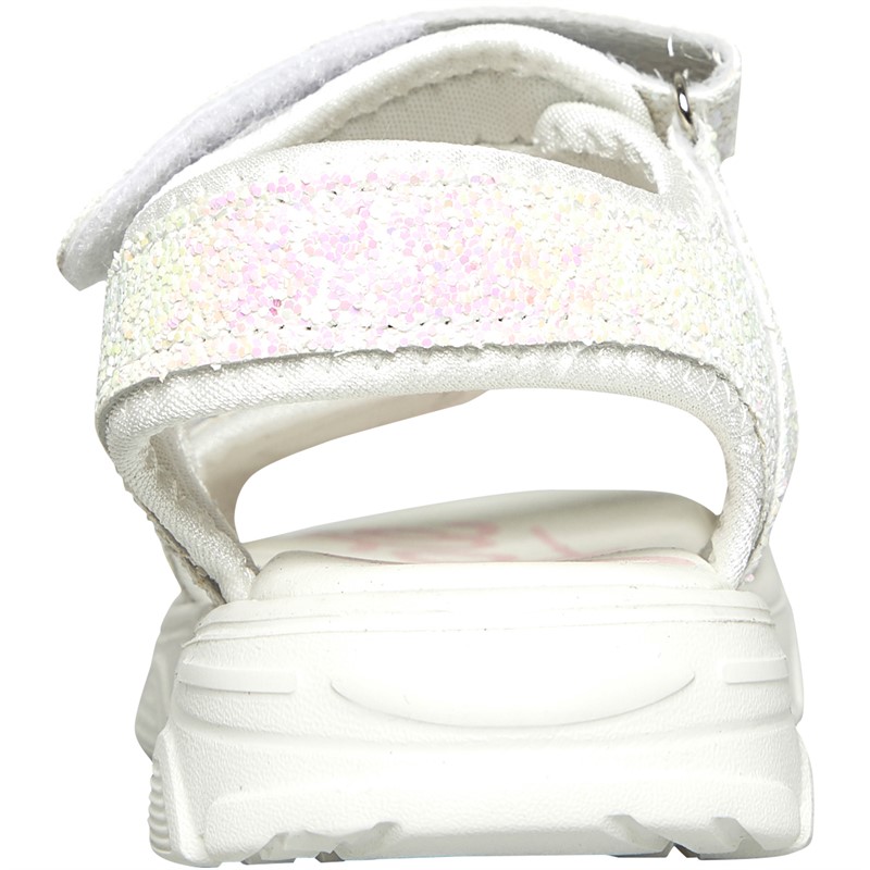 Pineapple Girls Glitter Ankle Strap Sandals White/Irridescent Glitter