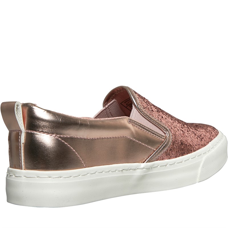 Pineapple Girls Glitter Slip On Trainers Rose Gold/Glitter