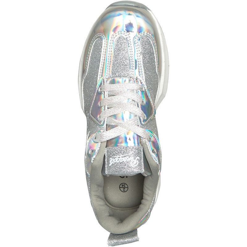 Pineapple Junior Girls Glitter Trainers White Irridescent/Glitter