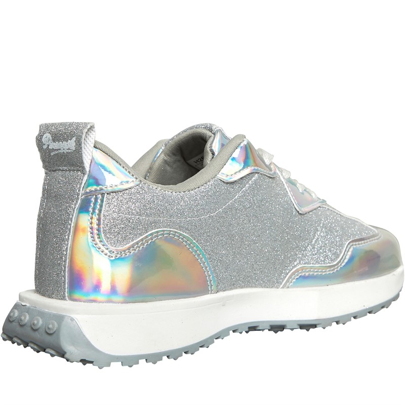 Pineapple Junior Girls Glitter Trainers White Irridescent/Glitter