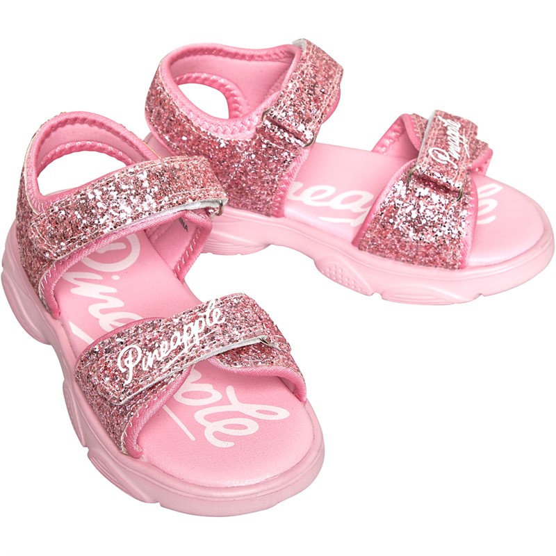 Pineapple Girls Glitter Ankle Strap Sandals Pink Glitter