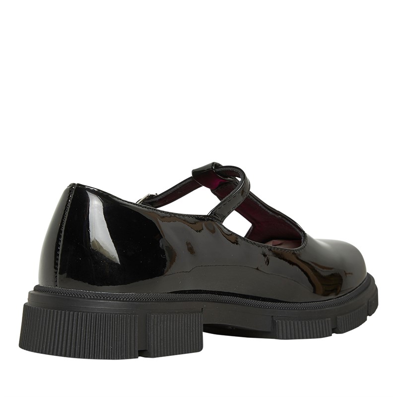 Pineapple Junior Girls Chunky Sole T-Bar Shoes Black Patent