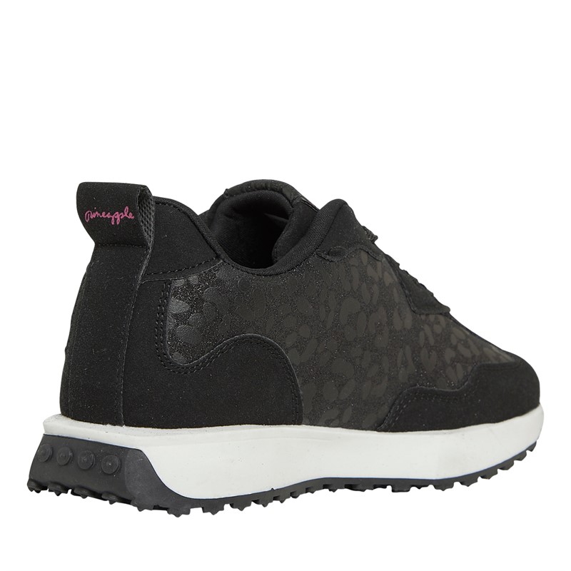 Pineapple Junior Girls Leopard Trainers Black Leopard/Pink