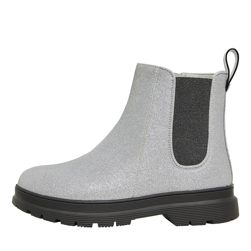 Pineapple Girls Glitter Chelsea Boots Silver Glitter