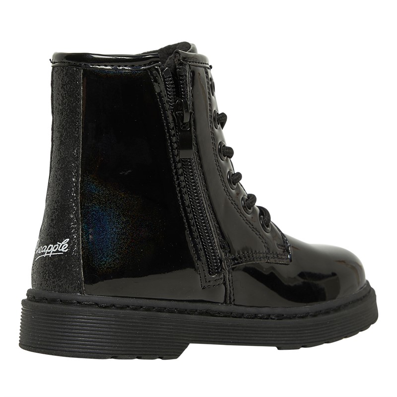 Pineapple Infant Girls Star Boots Black Patent