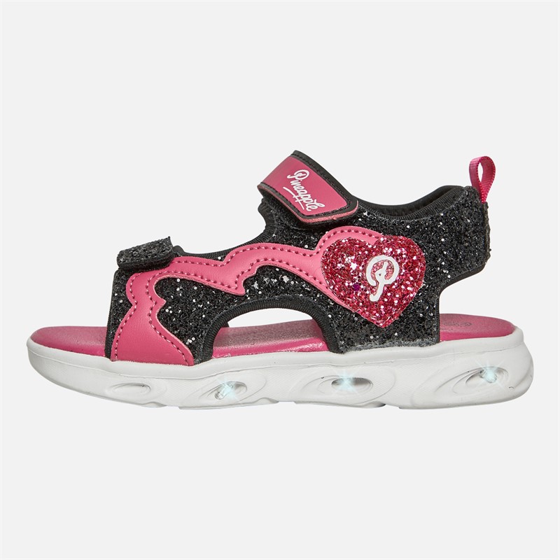 Pineapple Infant Girls Light Up Sandals Black/Pink