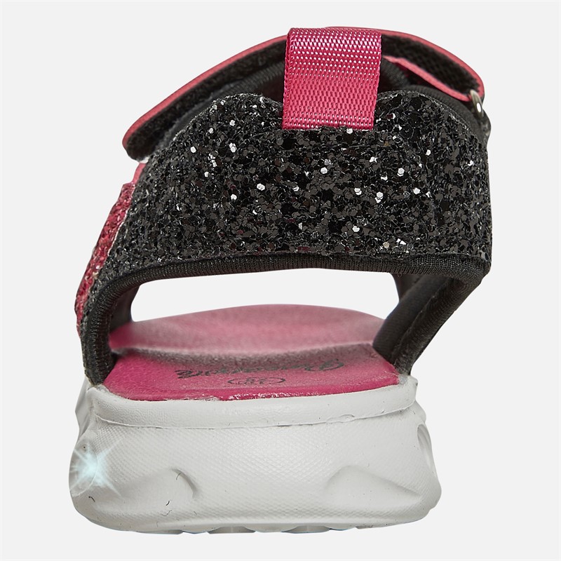 Pineapple Infant Girls Light Up Sandals Black/Pink