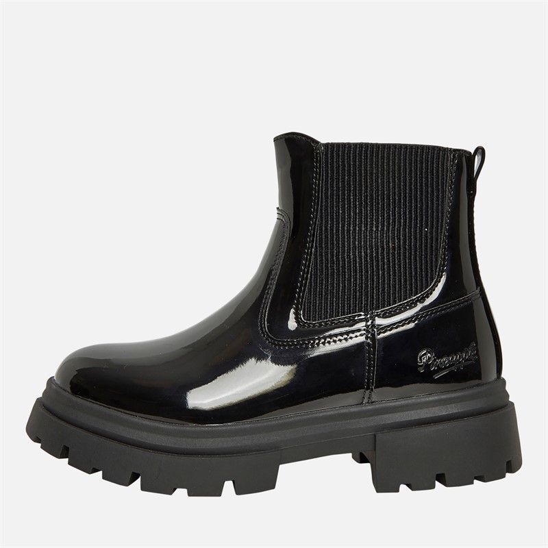 Pineapple Girls Chunky Chelsea Boots Black Patent - Size 1