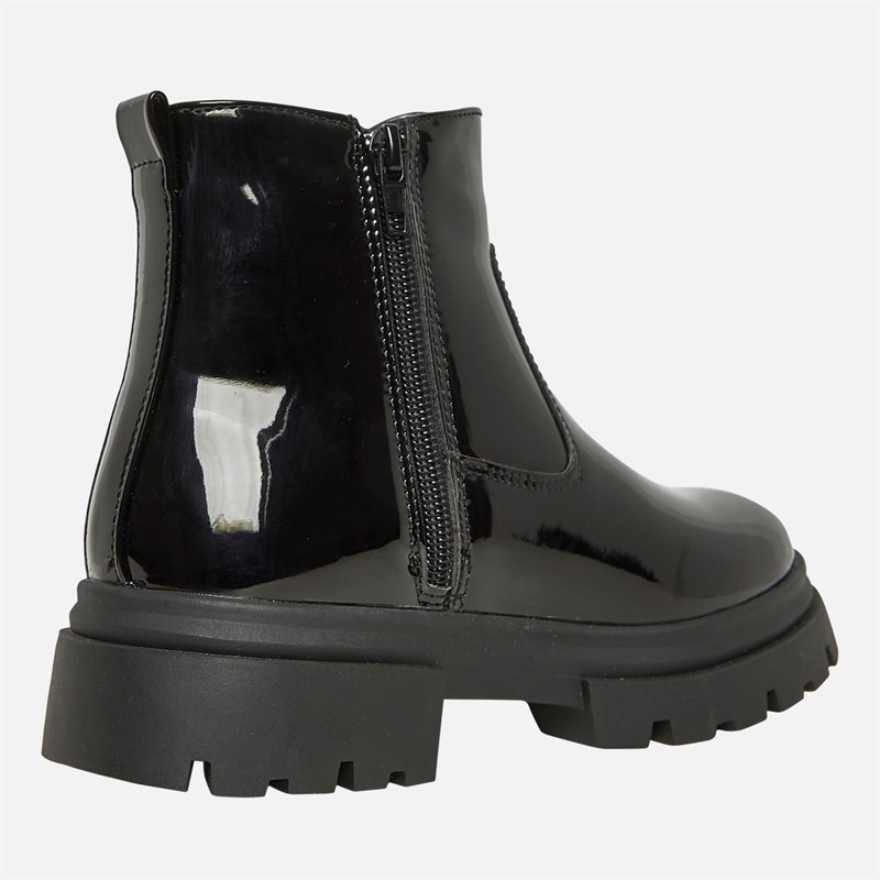 Pineapple Girls Chunky Chelsea Boots Black Patent