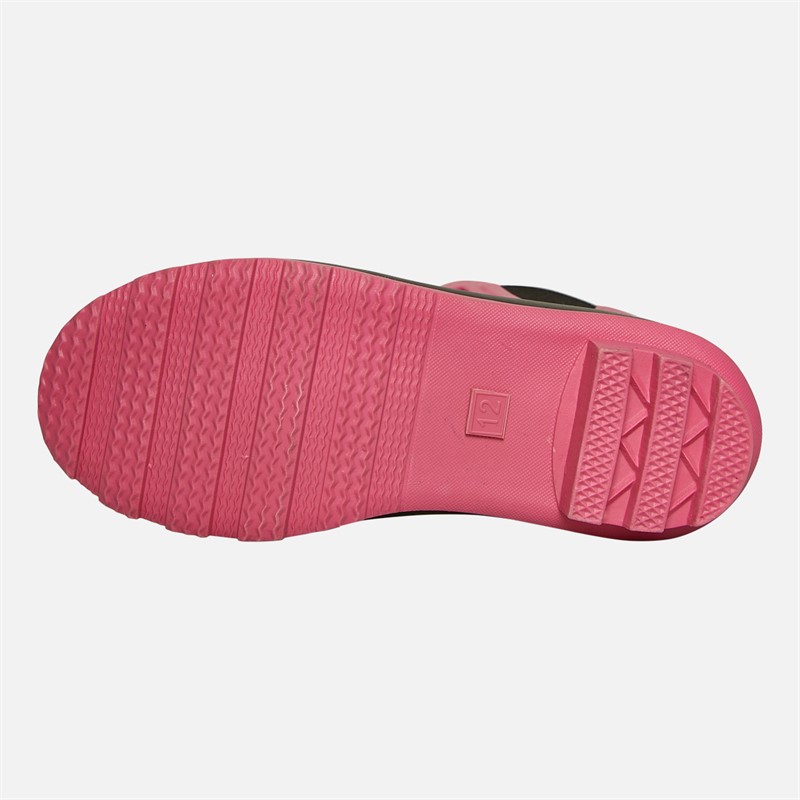 Pineapple Junior Girls Chelsea Boot Wellies Black/Fuschia