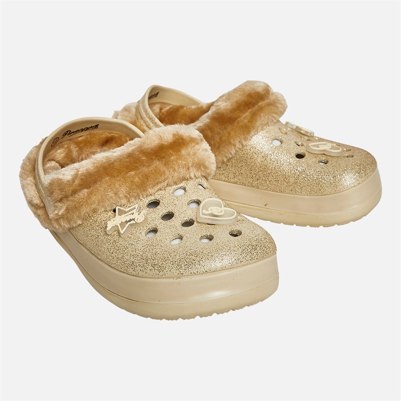 Pineapple Girls Fur Lined Clog Slippers Gold - Size 8K