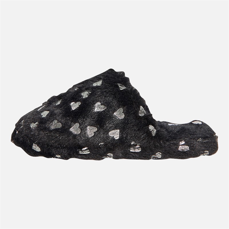 Pineapple Infant Girls Heart Mule Slippers Black