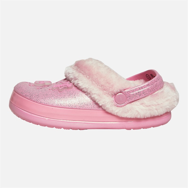 Pineapple Girls Fur Lined Clog Slippers Pink