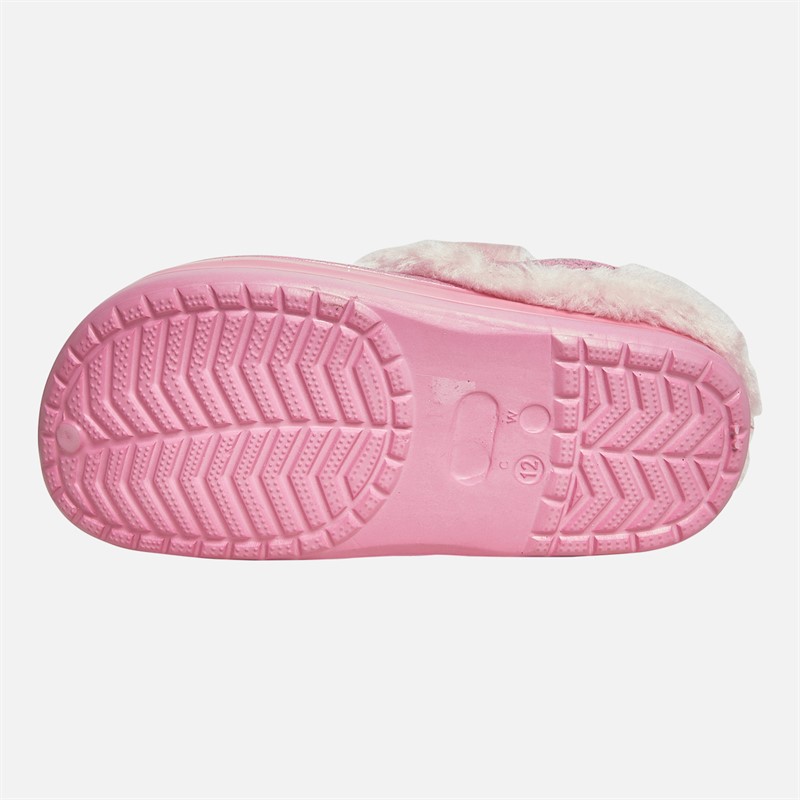 Pineapple Girls Fur Lined Clog Slippers Pink