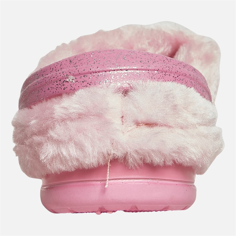 Pineapple Girls Fur Lined Clog Slippers Pink