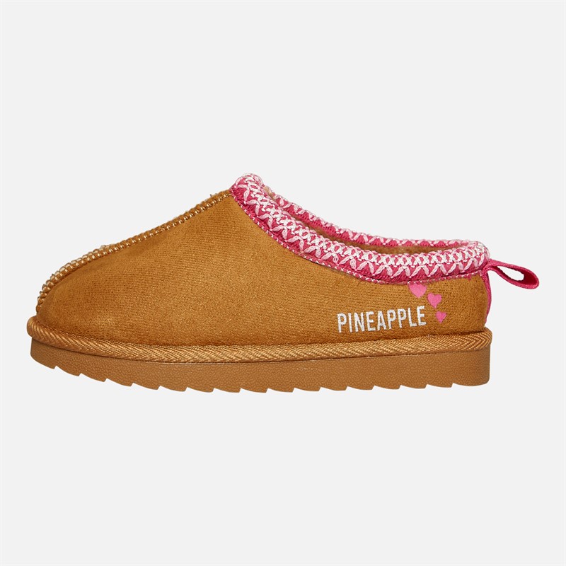 Pineapple Junior Girls Huggy Slippers Chestnut Micro