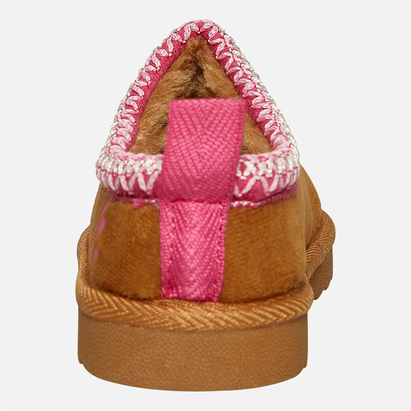 Pineapple Junior Girls Huggy Slippers Chestnut Micro
