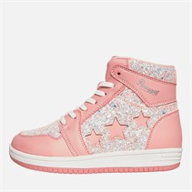 Pineapple Junior Girls Star Hi Top Trainers Pink