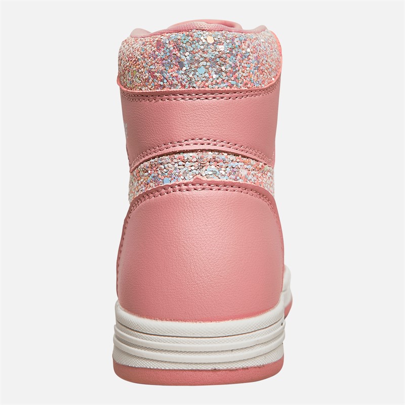 Pineapple Junior Girls Star Hi Top Trainers Pink