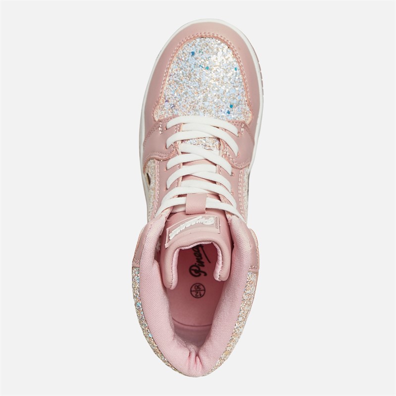 Pineapple Junior Girls Star Hi Top Trainers Pink