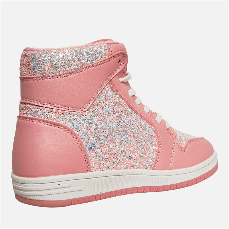 Pineapple Junior Girls Star Hi Top Trainers Pink