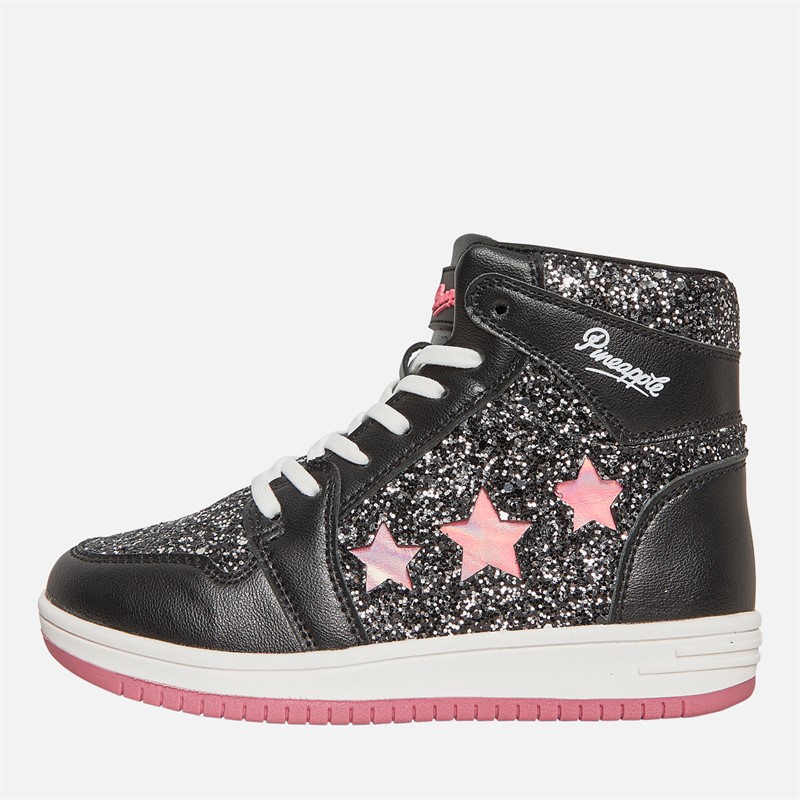 Pineapple Junior Girls Star Hi Top Trainers Black
