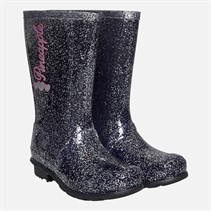 Pineapple Girls Glitter Wellies Black