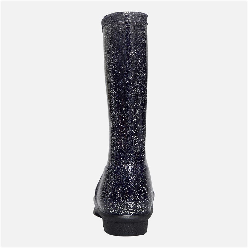 Pineapple Girls Glitter Wellies Black
