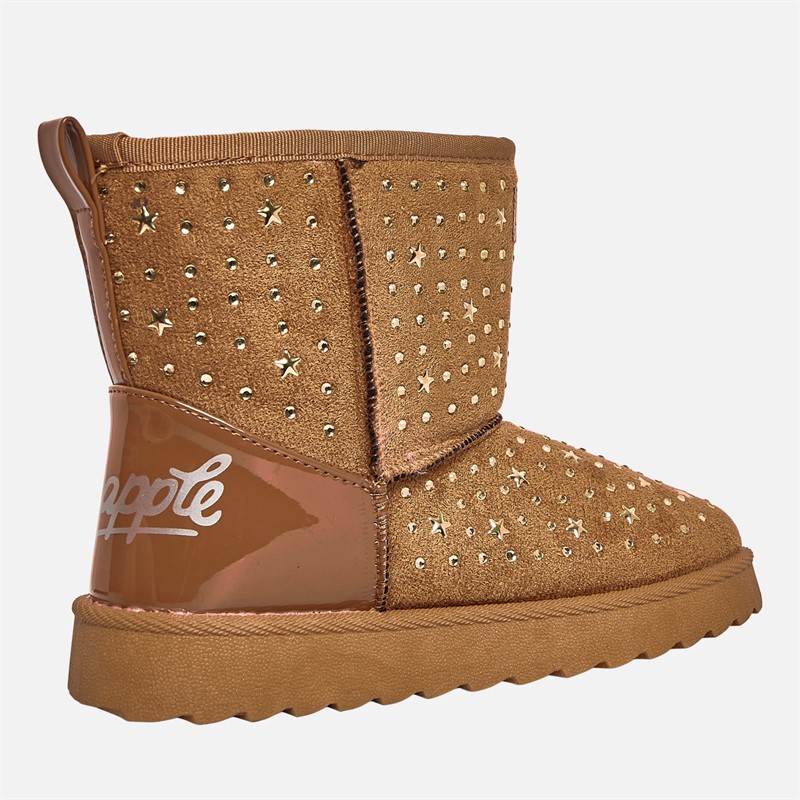 Pineapple Junior Girls Star Huggy Boots Chestnut