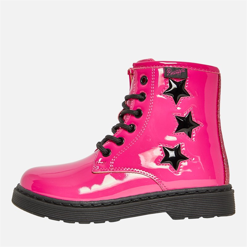 Pineapple Infant Girls Star Boots Pink Patent - Size 11K