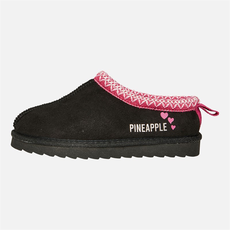 Pineapple Junior Girls Huggy Slippers Black Micro