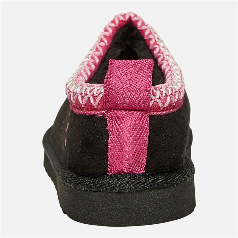 Pineapple Junior Girls Huggy Slippers Black Micro