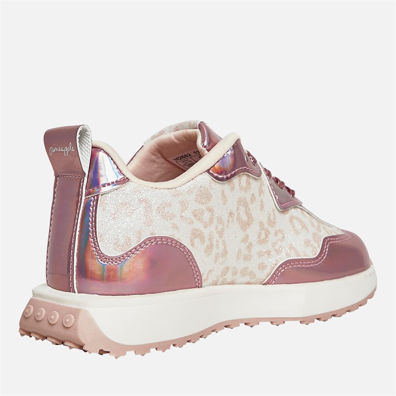 Pineapple Junior Girls Leopard Trainers Pink Leopard