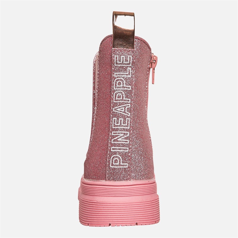 Pineapple Junior Girls Glitter Chelsea Boots Pink Fuschia Glitter