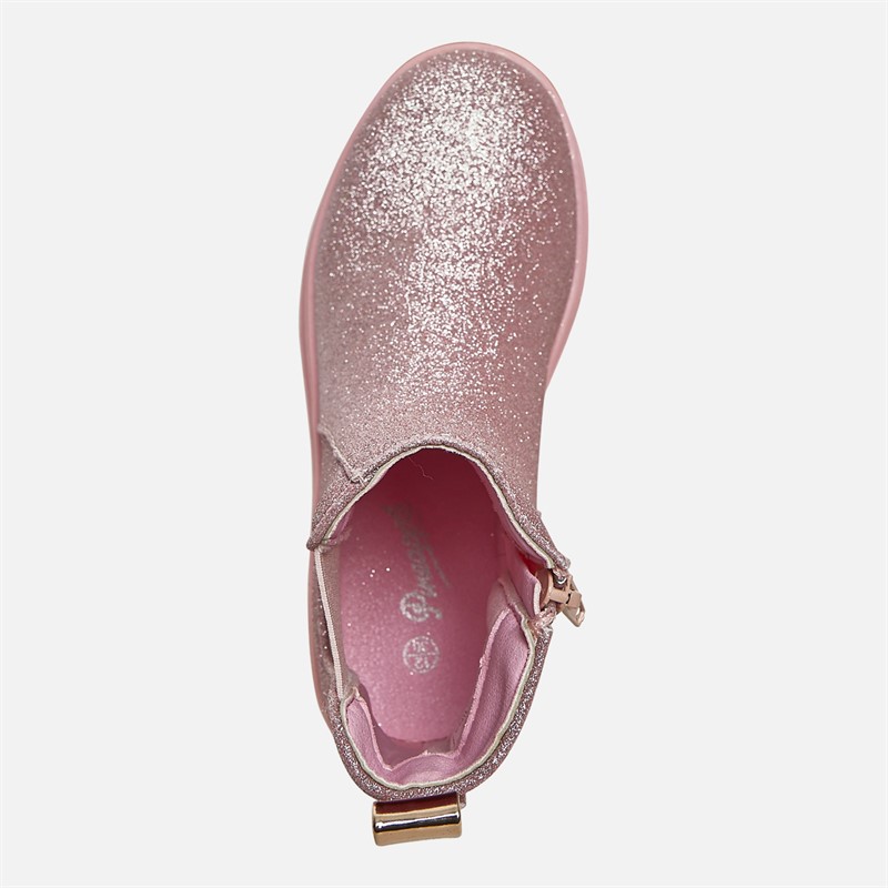 Pineapple Junior Girls Glitter Chelsea Boots Pink Fuschia Glitter