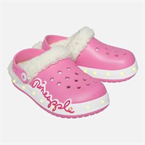 Pineapple Girls Fur Lined Light Up Clog Slippers Pink/White