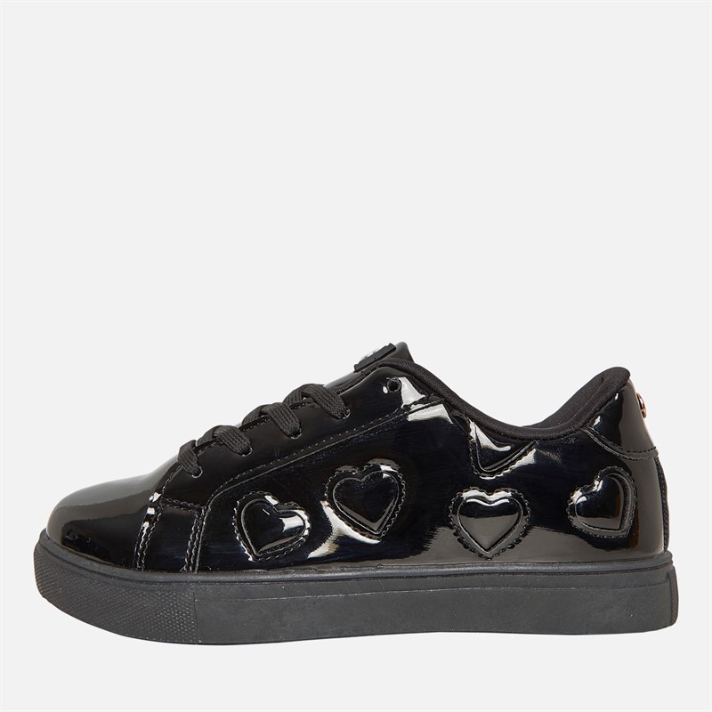 Pineapple Junior Girls Heart Cup Sole Trainers Black Patent - Size 5