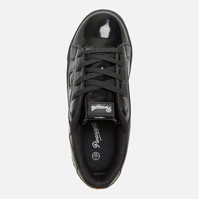 Pineapple Junior Girls Heart Cup Sole Trainers Black Patent