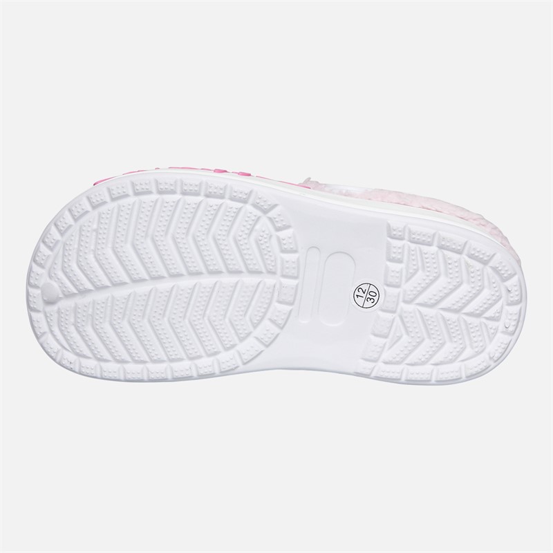 Pineapple Girls Fur Lined Light Up Clog Slippers White/Pink