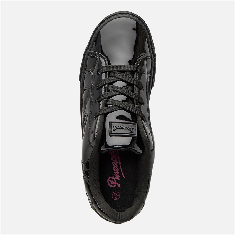 Pineapple Junior Girls Toni Hearts Trainers Black Patent