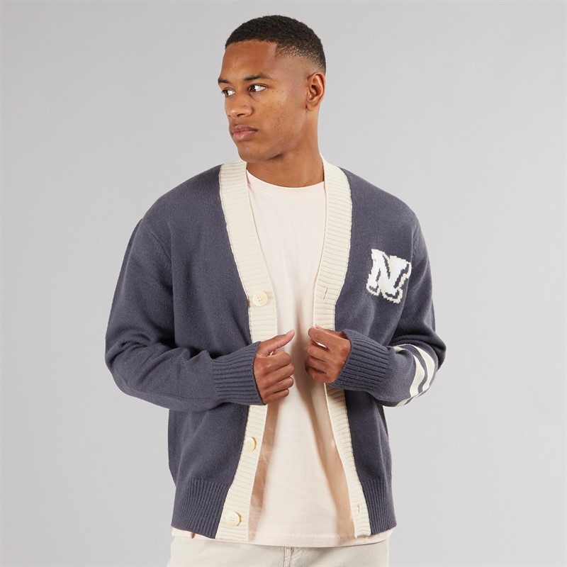 Native Youth Mens Relaxed Fit Varsity Cardigan Navy - Size XL