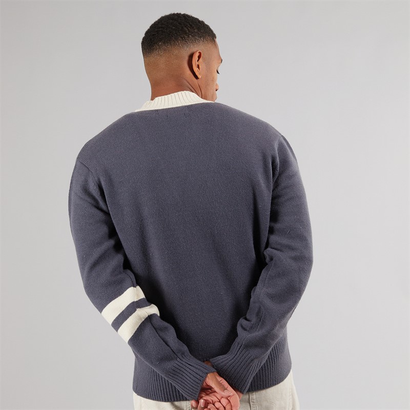 Native Youth Mens Relaxed Fit Varsity Cardigan Navy