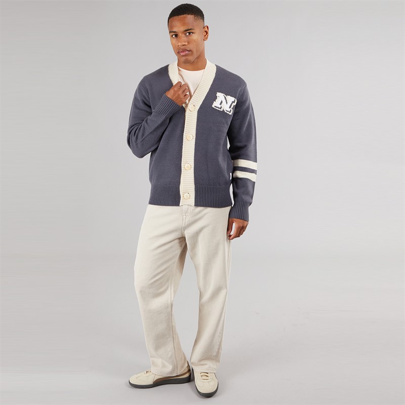 Native Youth Mens Relaxed Fit Varsity Cardigan Navy