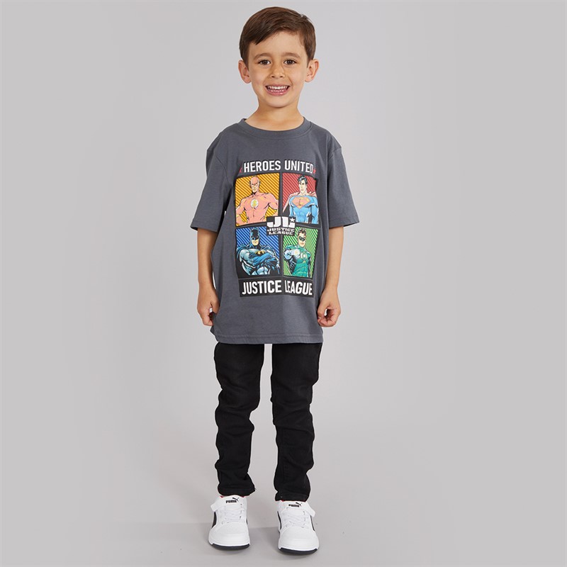 DC Comics Boys Justice League T-Shirt Dark Grey