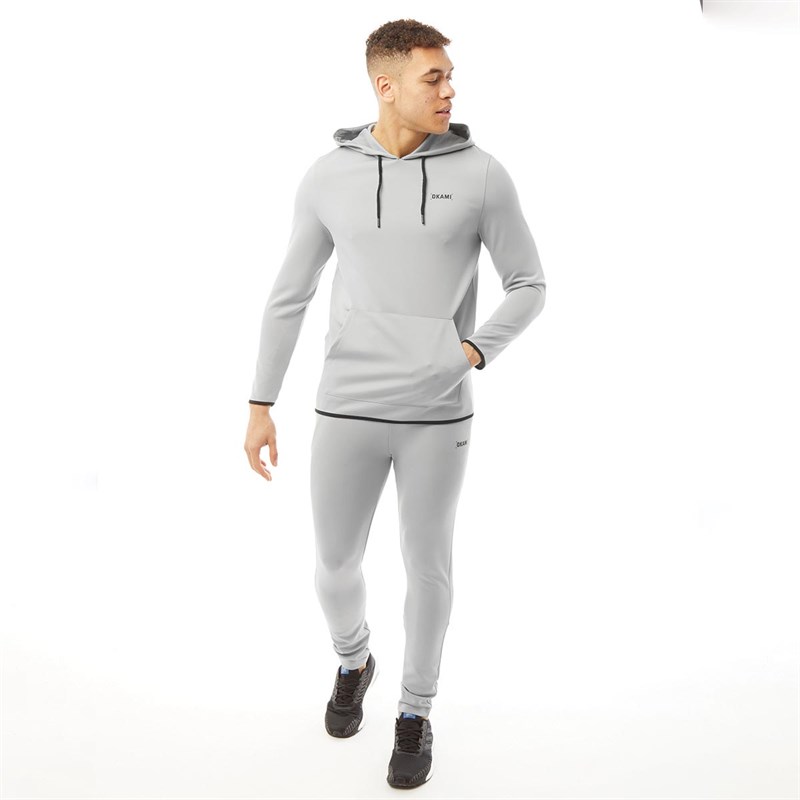 OKAMI Sport Mens Century Poly Training Hoodie Light Grey