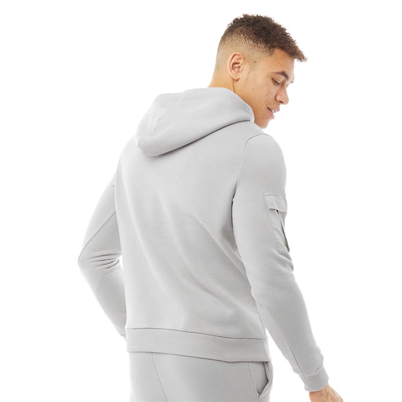 OKAMI Sport Mens Drill Cargo Hoodie Light Grey