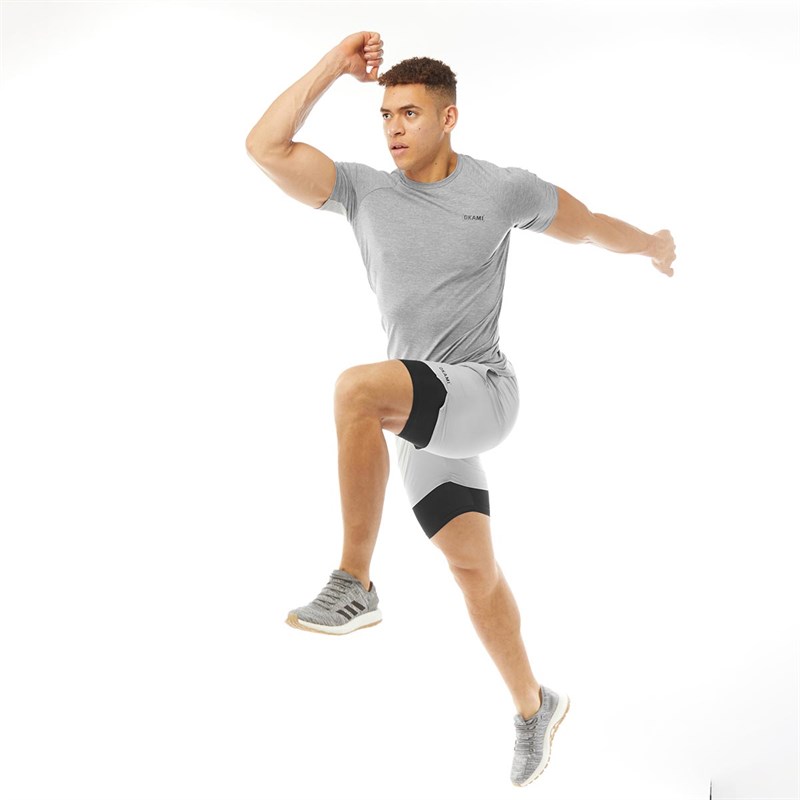 OKAMI Sport Mens Summit 7 Inch 2 In 1 Training Shorts Light Grey